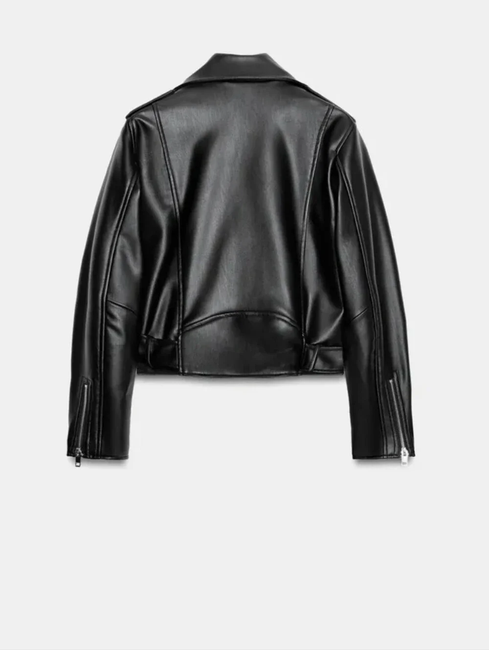 NWOT $80 Zara CROPPED FAUX LEATHER BIKER JACKET Size M